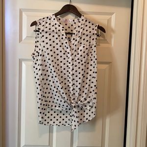 Women’s Pixley top size small.  White with Black Polka Dots.